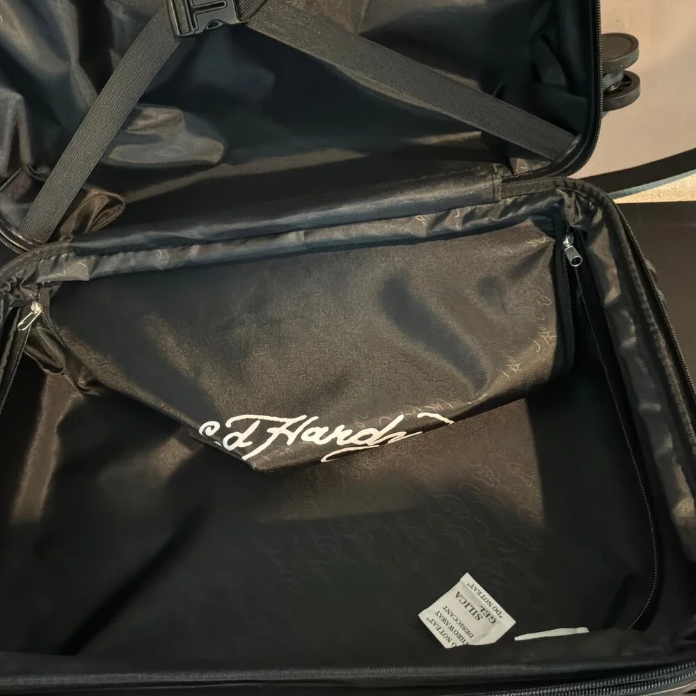 Ed Hardy 20 Inch Carry-On Hardside Luggage Spinner Wheels Tattoo Print